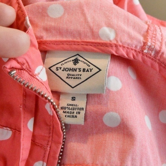 Cotton Polka Dot Anorak Jacket Half Zip Hooded Pullover, Small - Picture 9 of 12
